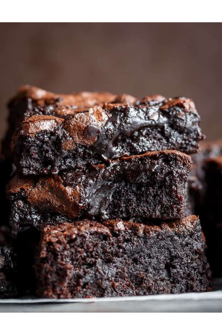 Stack of fudgy chocolate brownies